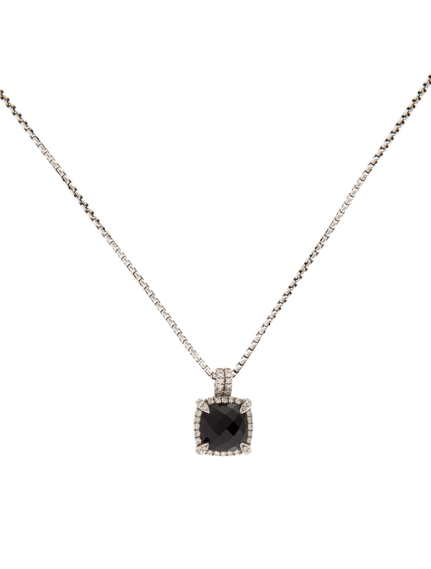 David Yurman Onyx & Diamond Châtelaine Pavé Bezel Pendant Necklace
