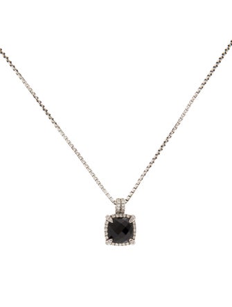 David Yurman Onyx & Diamond Châtelaine Pavé Bezel Pendant Necklace