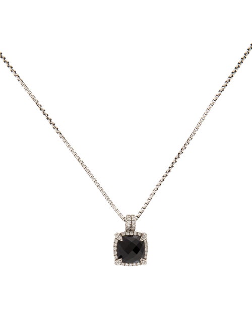 David Yurman Onyx & Diamond Châtelaine Pavé Bezel Pendant Necklace