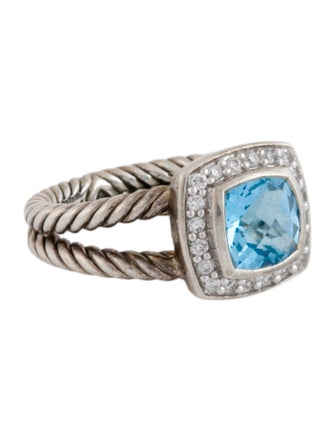David Yurman Blue Topaz & Diamonds Petite Albion® Ring