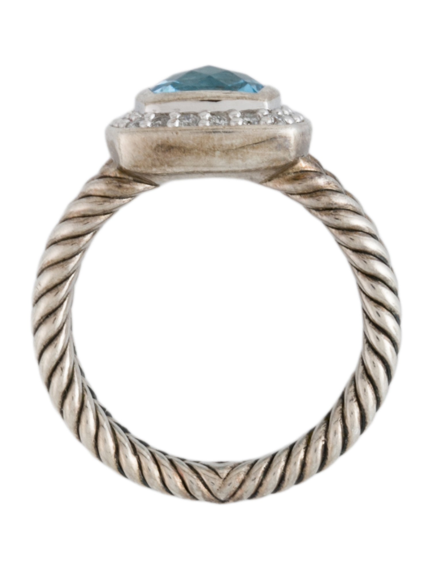 David Yurman Blue Topaz & Diamonds Petite Albion® Ring