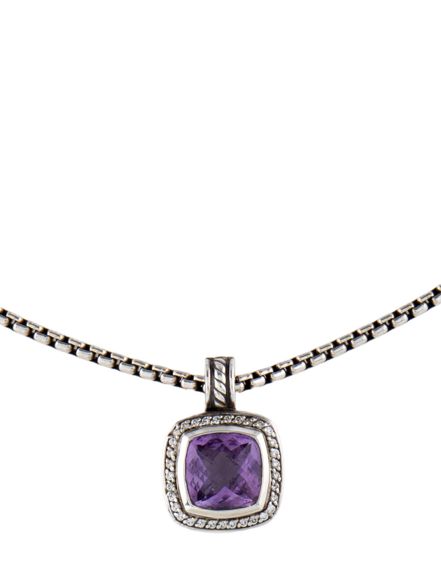 David Yurman Amethyst & Diamond Albion Pendant Necklace
