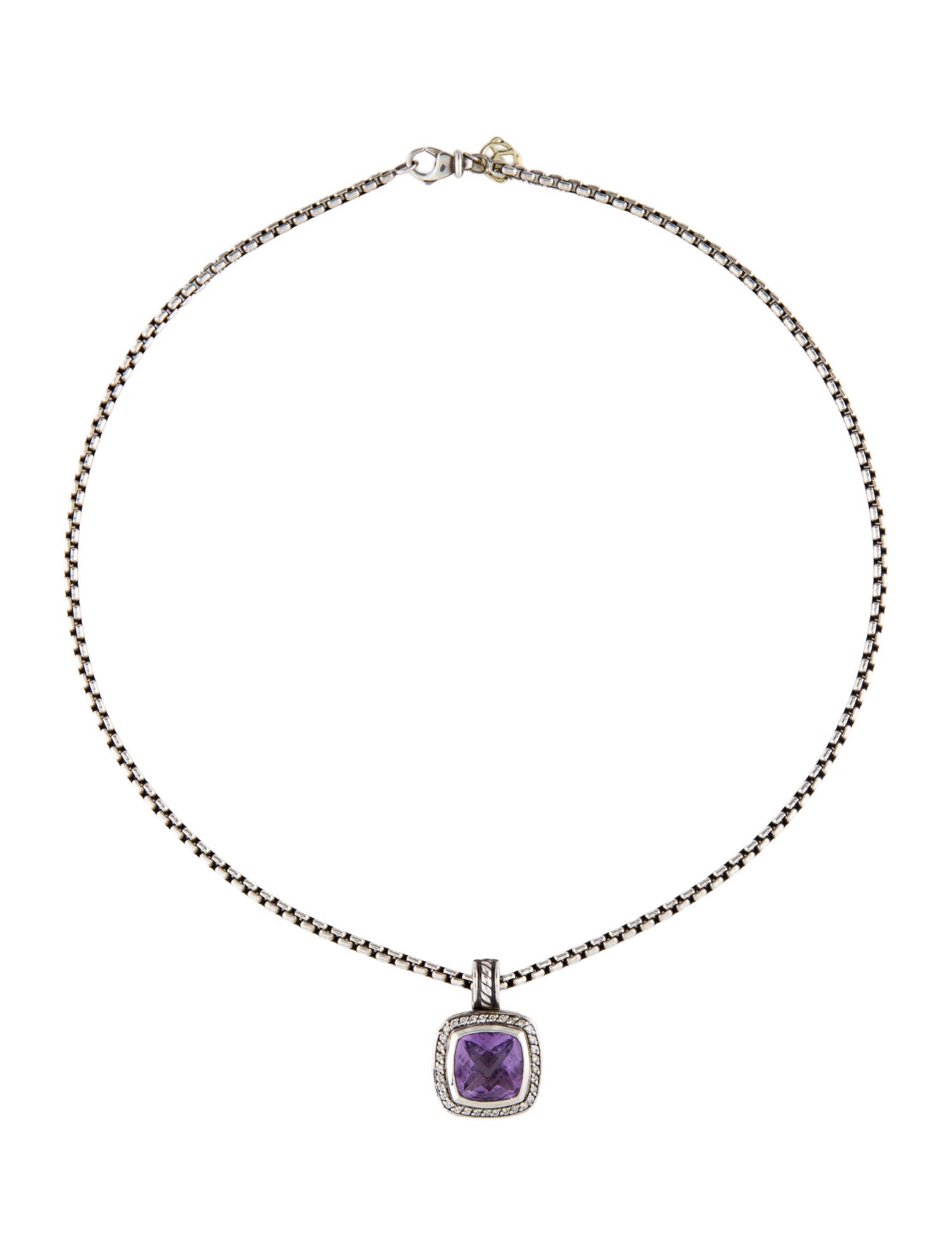 David Yurman Amethyst & Diamond Albion Pendant Necklace