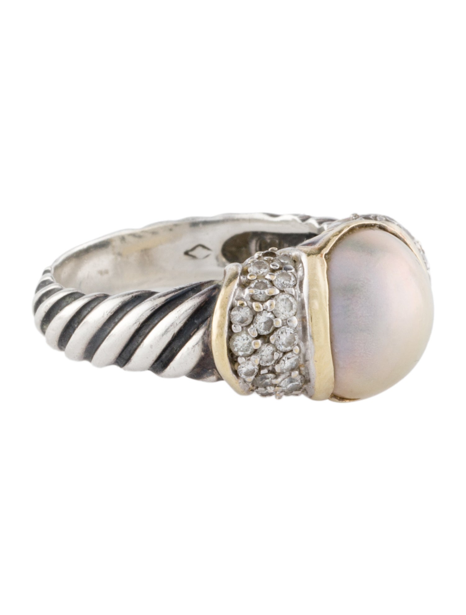 David Yurman Pearl & Diamond Cocktail Ring