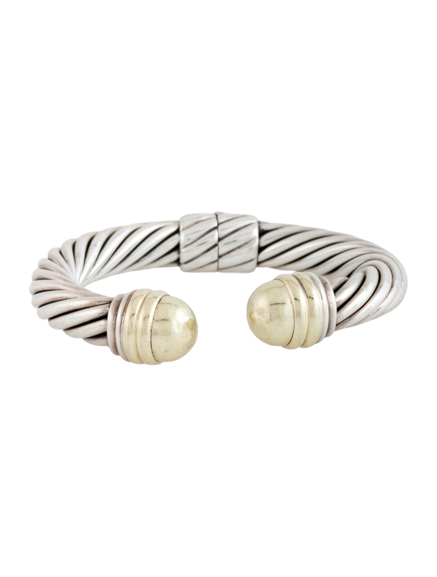 David Yurman Two-Tone Dome Cable Classic Hinged Cuff Bracelet