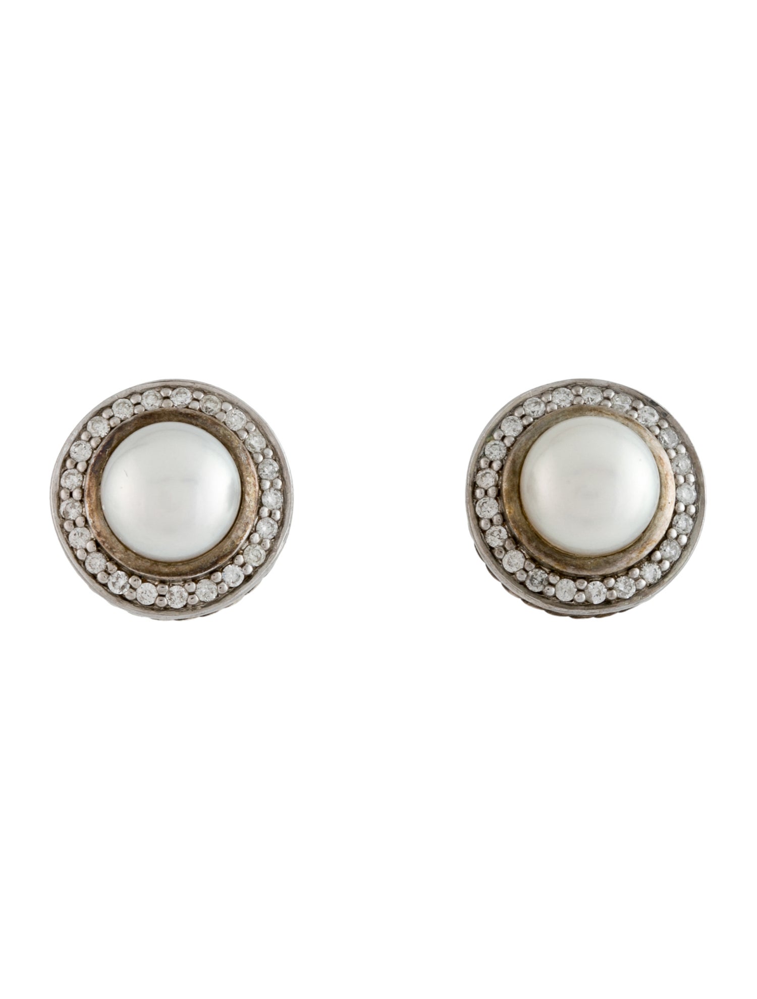 David Yurman Pearl & Diamond Cerise Stud Earrings