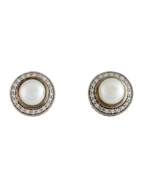 David Yurman Pearl & Diamond Cerise Stud Earrings
