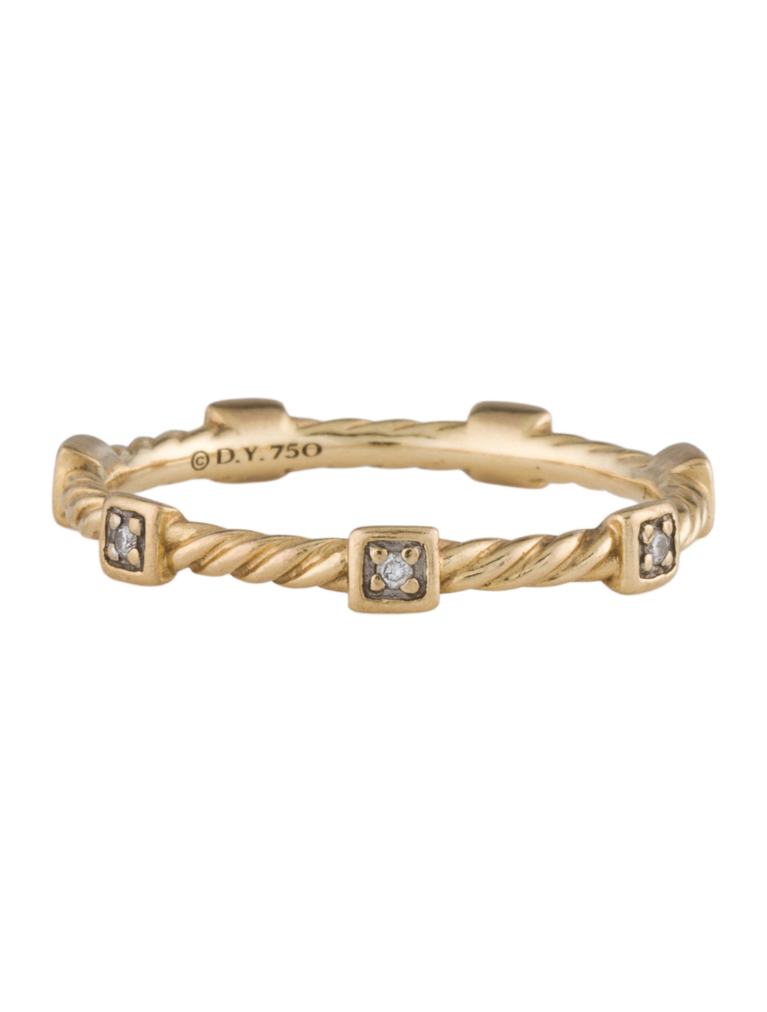 David Yurman 18K Diamond Cable Collectibles Station Stacking Ring