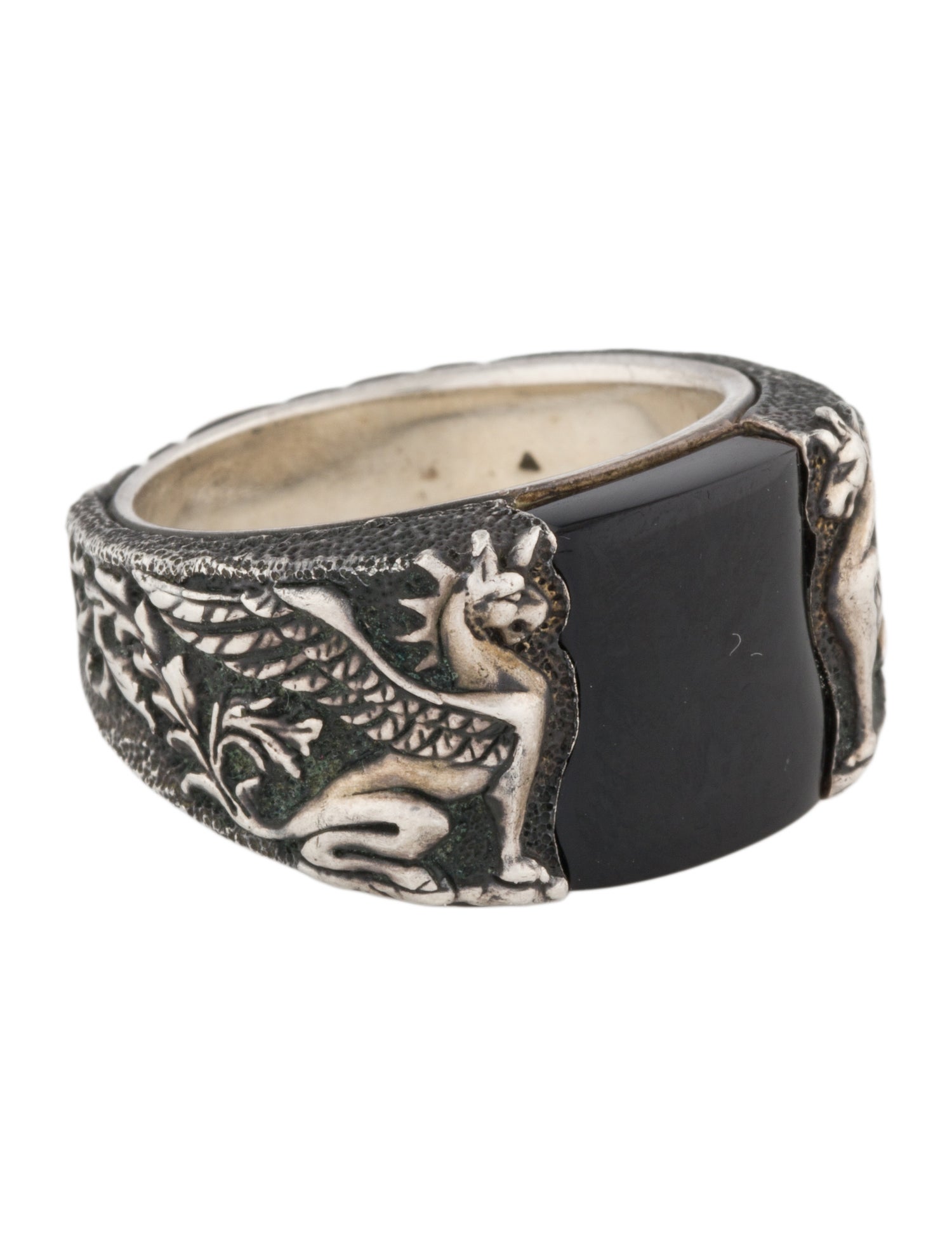 David Yurman Onyx Petrvs Griffin Signet Ring