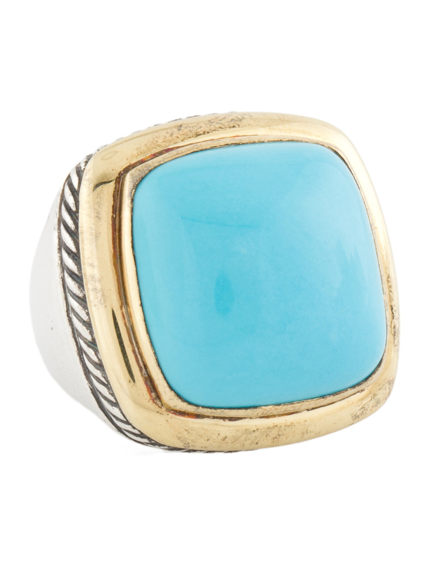 David Yurman Two-Tone Turquoise Cocktail Ring