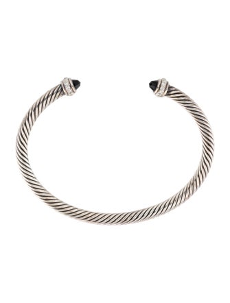 David Yurman Onyx & Diamond Classic Cable Cuff Bracelet