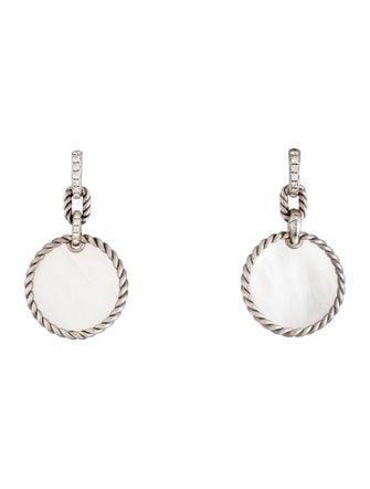 David Yurman Mother of Pearl & Diamond DY Elements Convertible Drop Earrings