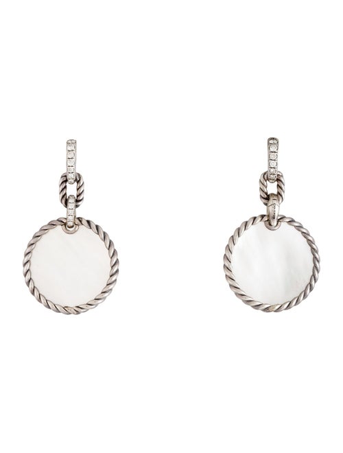 David Yurman Mother of Pearl & Diamond DY Elements Convertible Drop Earrings