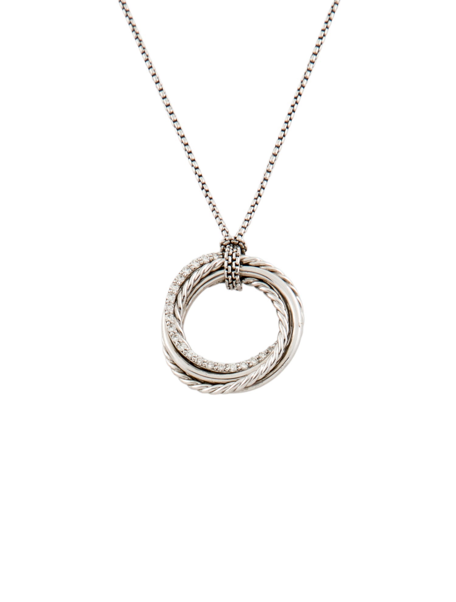 David Yurman Diamond Crossover Pendant Necklace