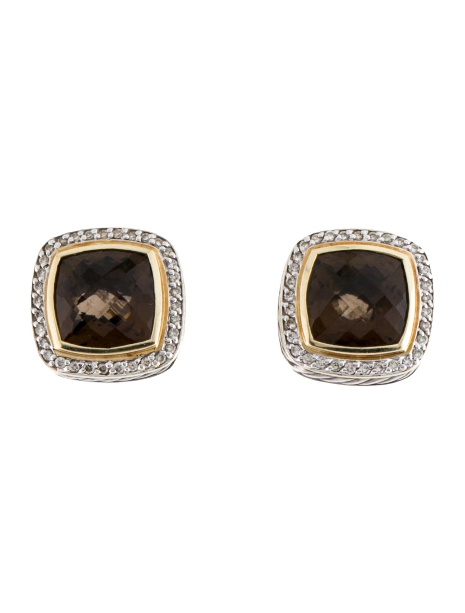 David Yurman Two-Tone Smoky Quartz & Diamond Albion Earclips