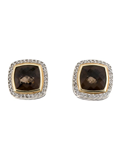 David Yurman Two-Tone Smoky Quartz & Diamond Albion Earclips