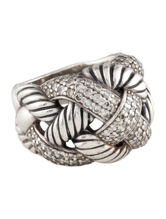 David Yurman Diamond Wide Woven Cable Ring