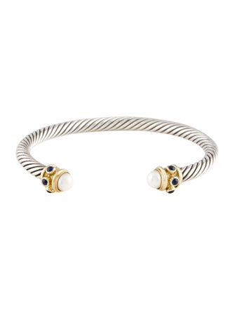 David Yurman Pearl & Sapphire Renaissance Cuff Bracelet