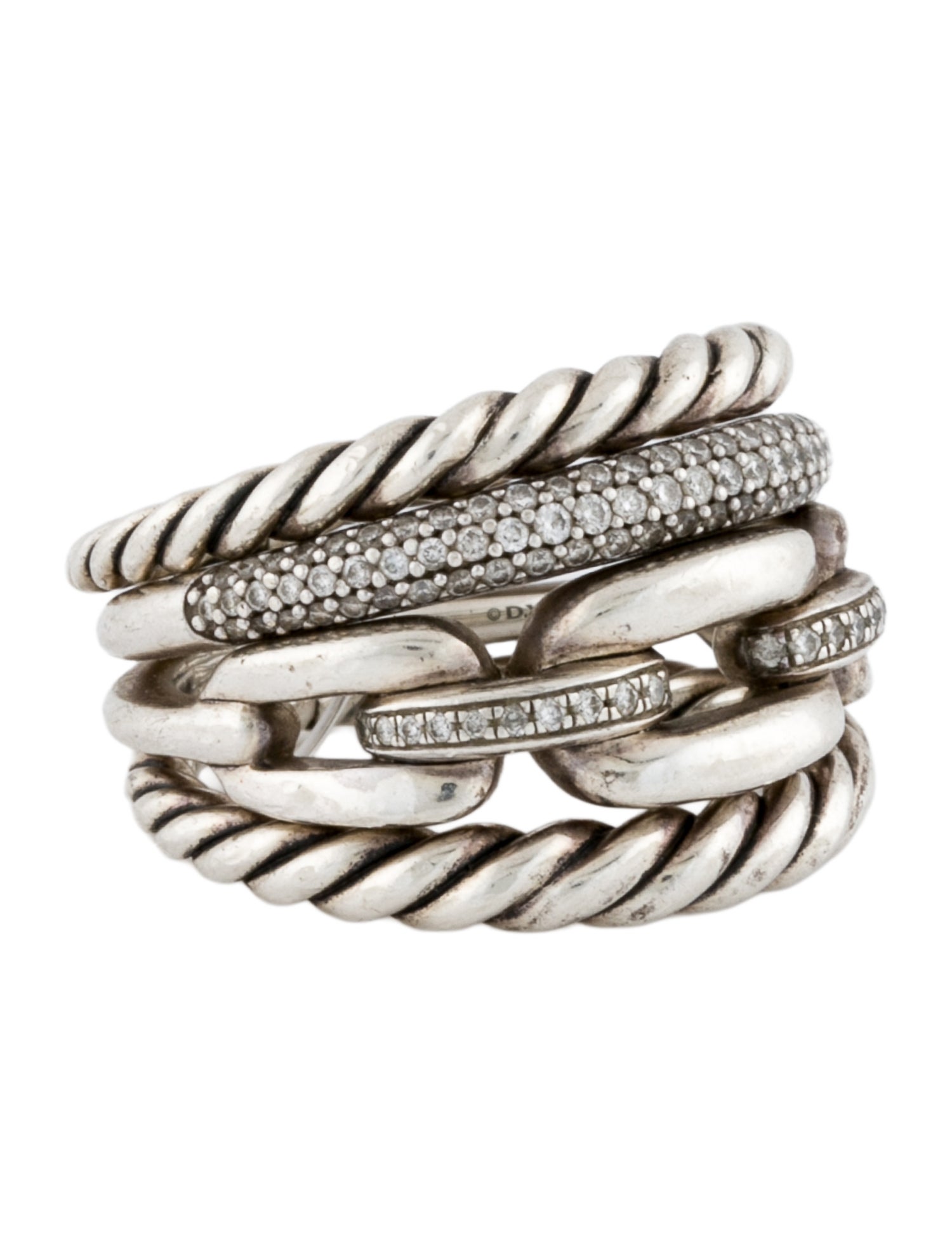 David Yurman Diamond Four Row Stax Ring