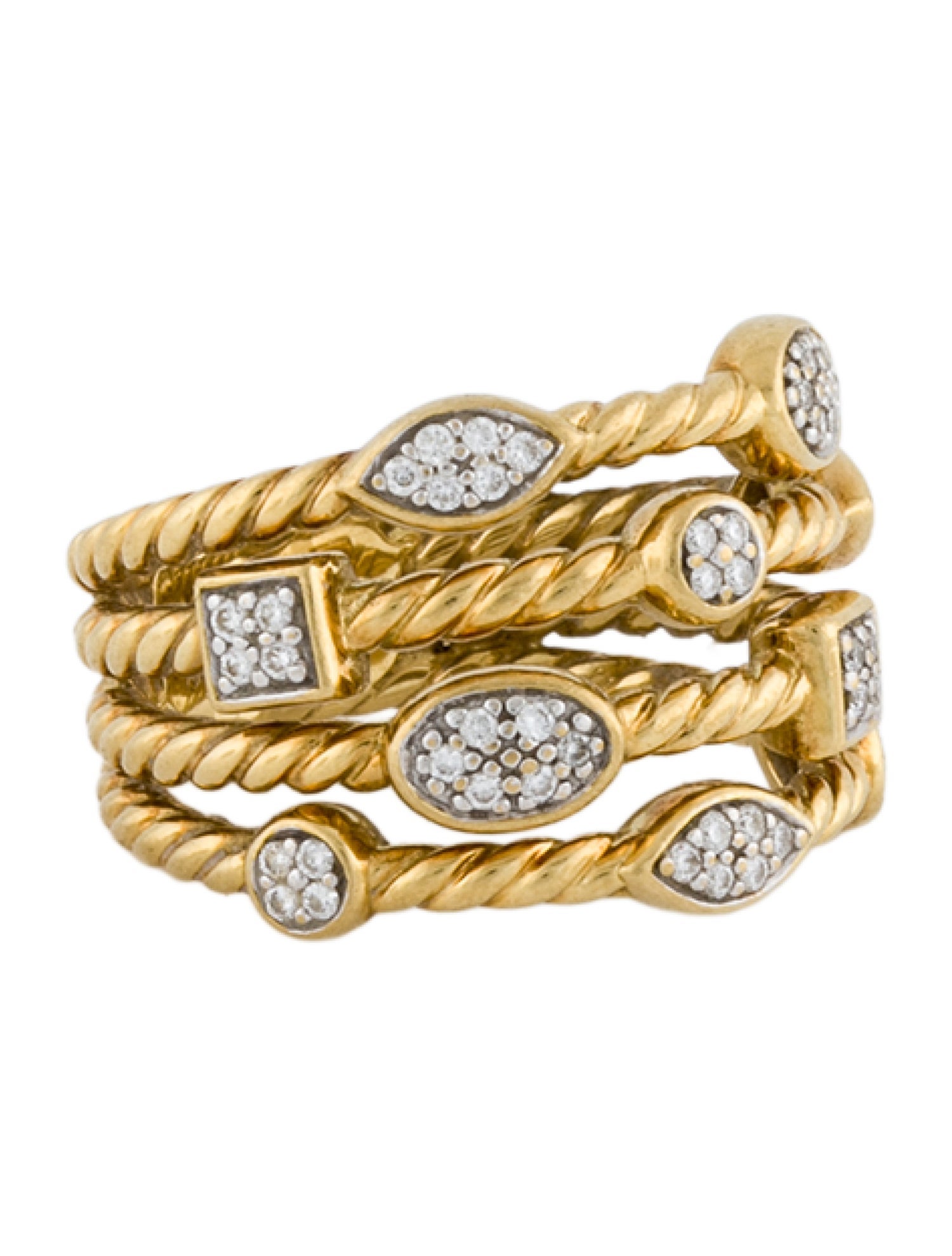 David Yurman 18K Diamond Confetti Four Row Ring