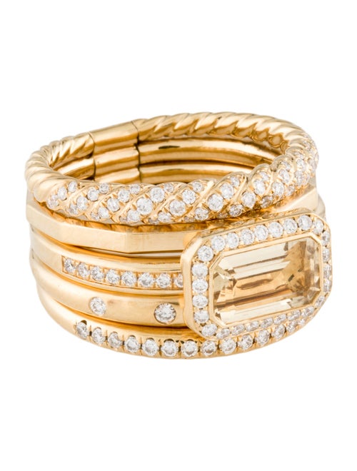 David Yurman 18K Citrine & Diamond Stax Ring