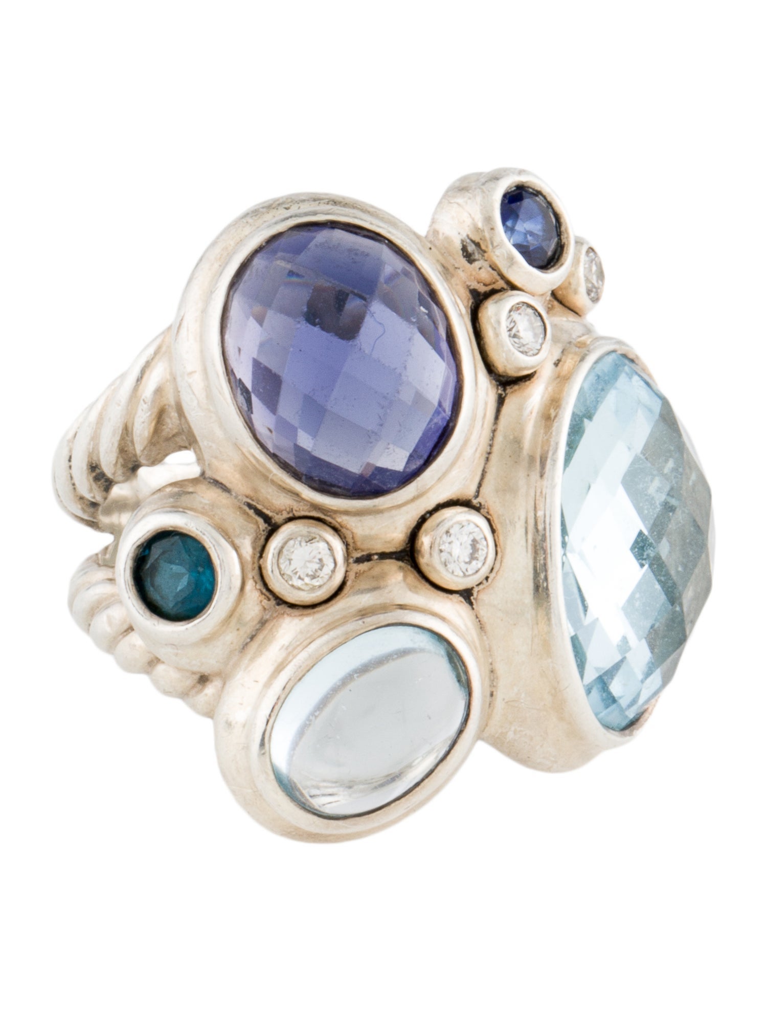 David Yurman Sapphire, Topaz & Iolite Mosaic Ring