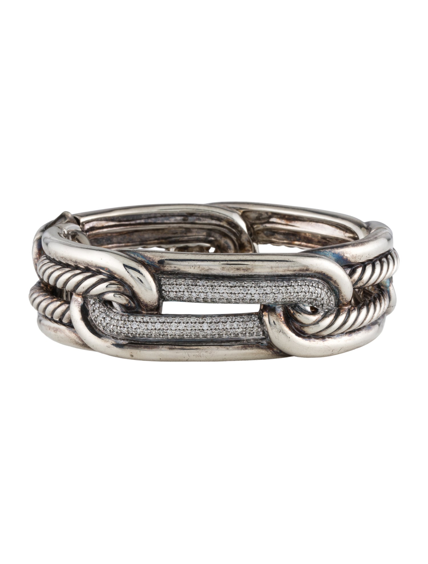 David Yurman Diamond Labyrinth Hinged Bangle