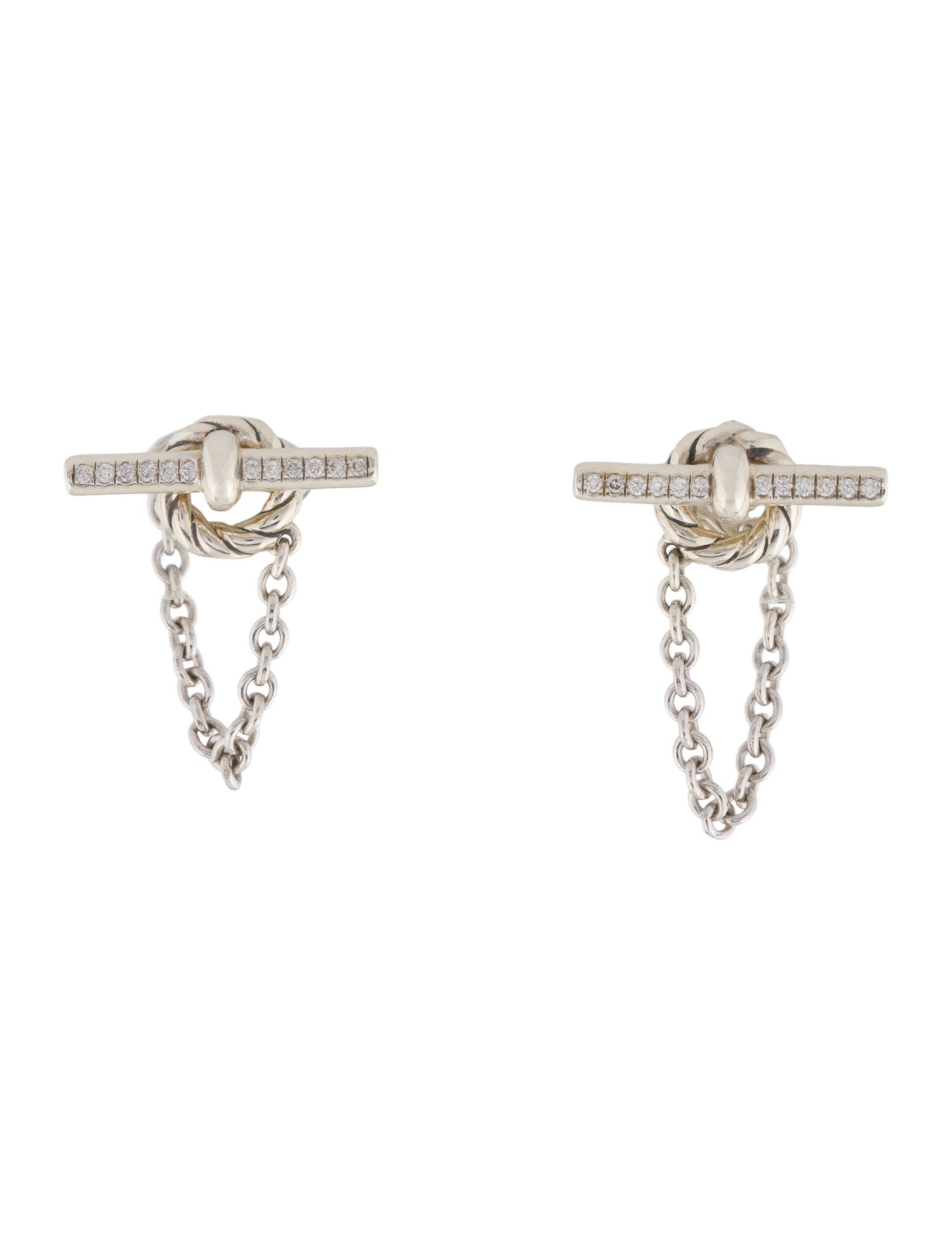 David Yurman Diamond DY Mercer® Petite Toggle Chain Stud Earrings