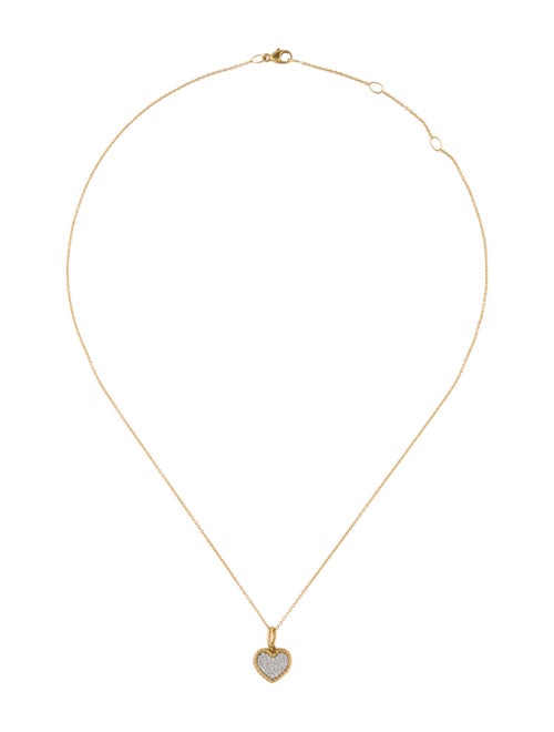 David Yurman 18K Diamond Pave Heart Pendant Necklace