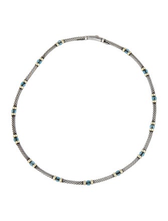 David Yurman Topaz Hampton Cable Station Necklace
