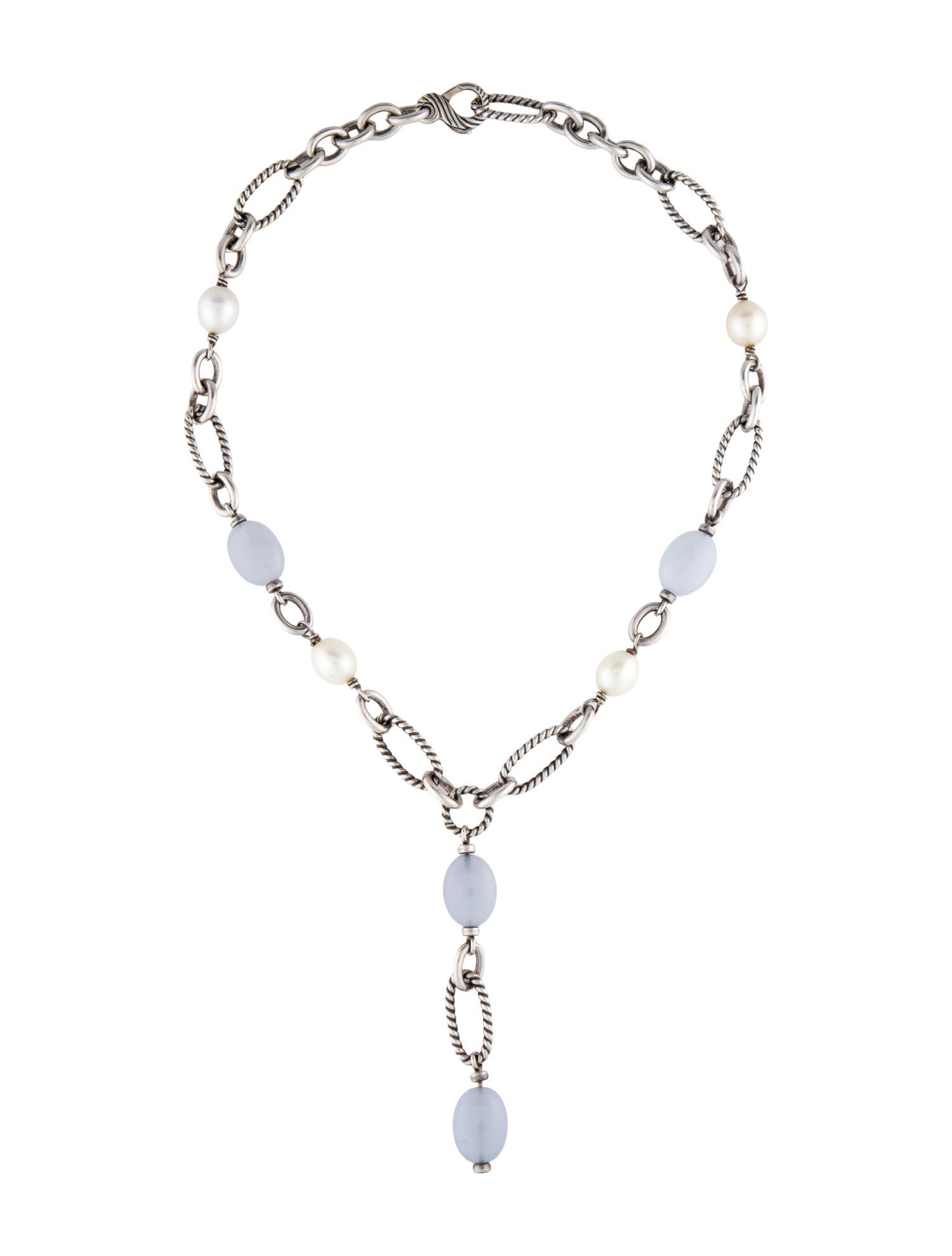David Yurman Pearl & Chalcedony Figaro Lavalier Necklace