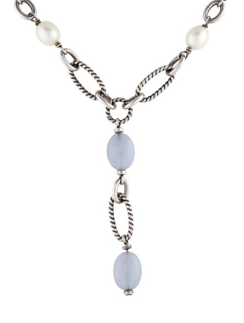 David Yurman Pearl & Chalcedony Figaro Lavalier Necklace