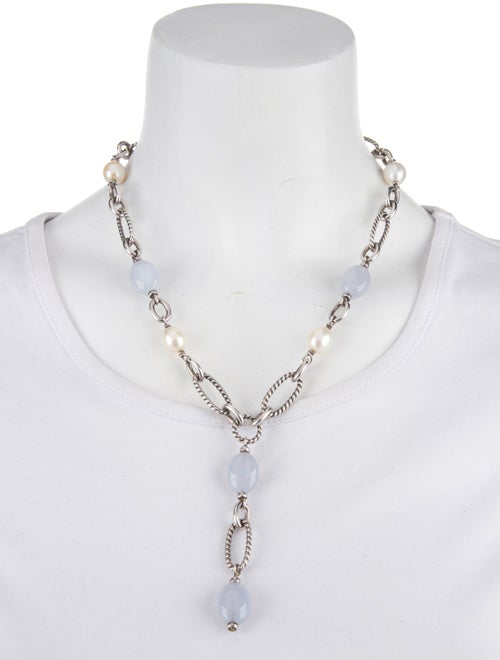 David Yurman Pearl & Chalcedony Figaro Lavalier Necklace