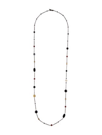 David Yurman Garnet, Onyx & Hematine Station Necklace