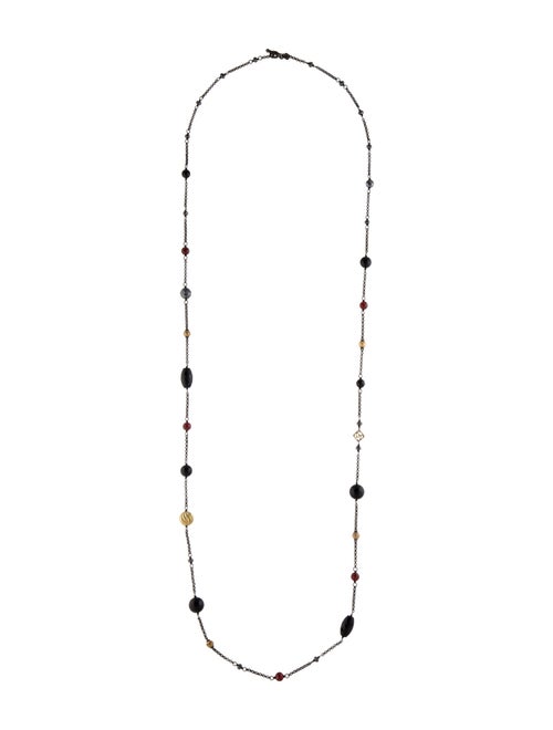 David Yurman Garnet, Onyx & Hematine Station Necklace