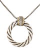 David Yurman Diamond Cable Circle Pendant Necklace