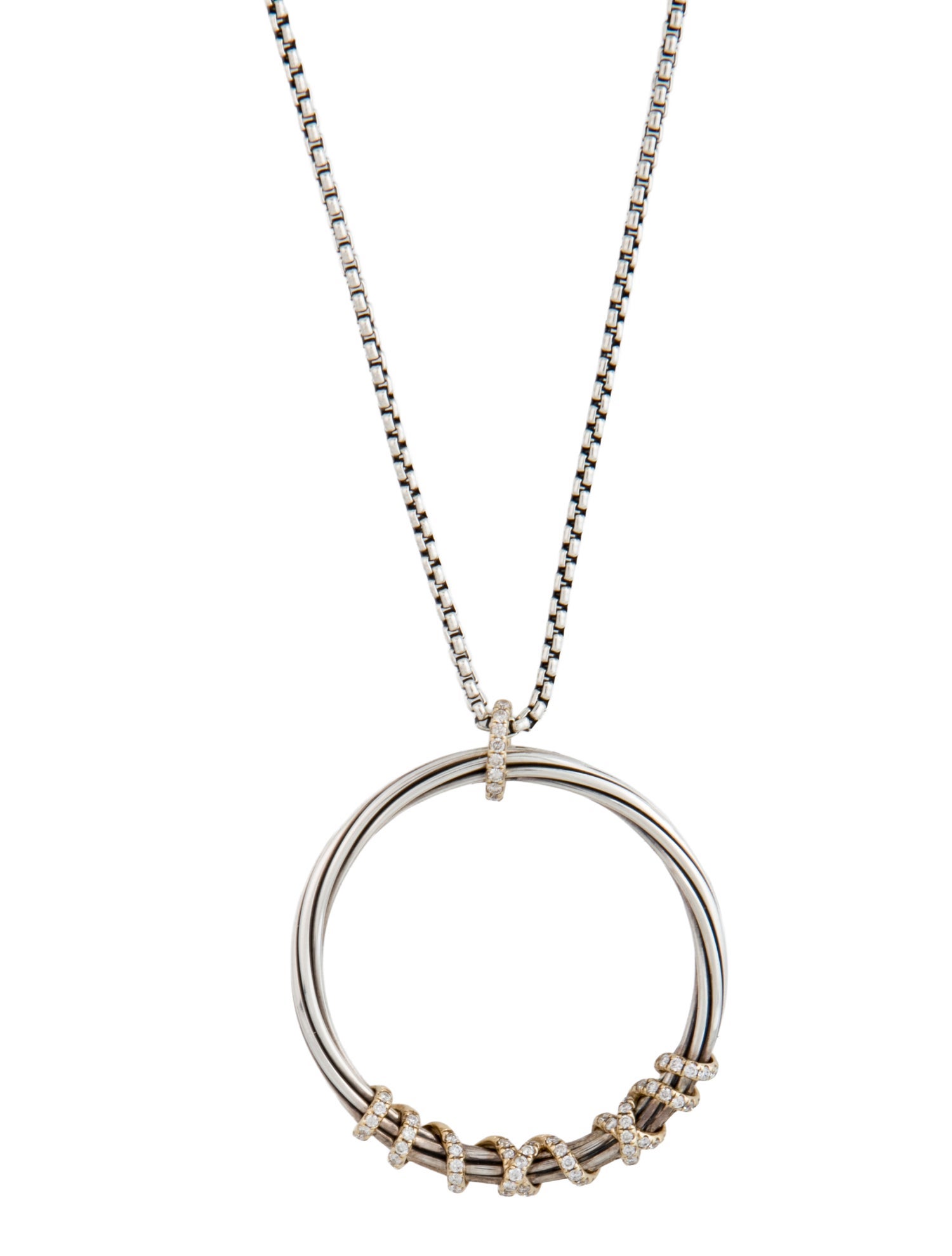 David Yurman Diamond Helena Large Pendant Adjustable Necklace