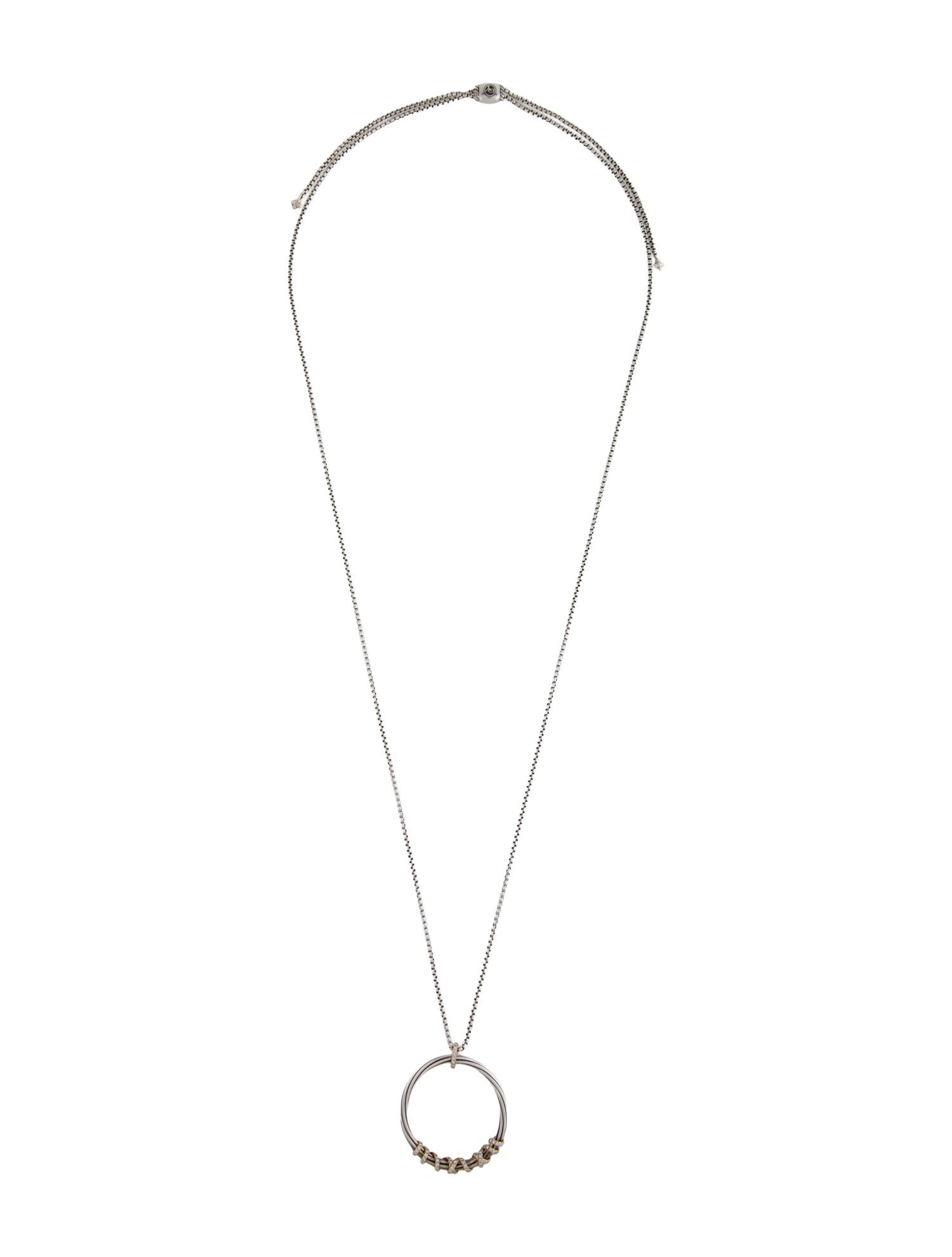 David Yurman Diamond Helena Large Pendant Adjustable Necklace