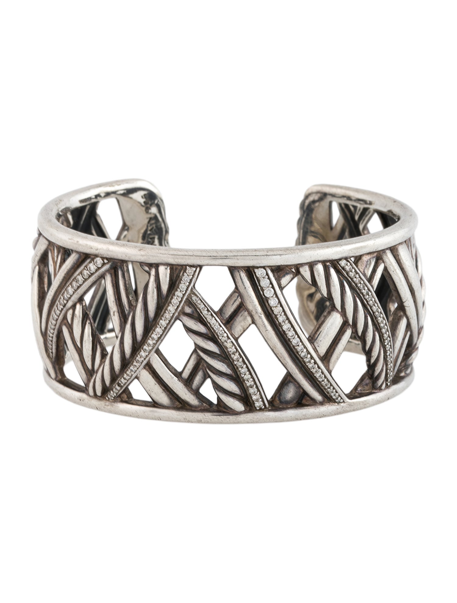 David Yurman Diamond Papyrus Wide Cuff Bracelet