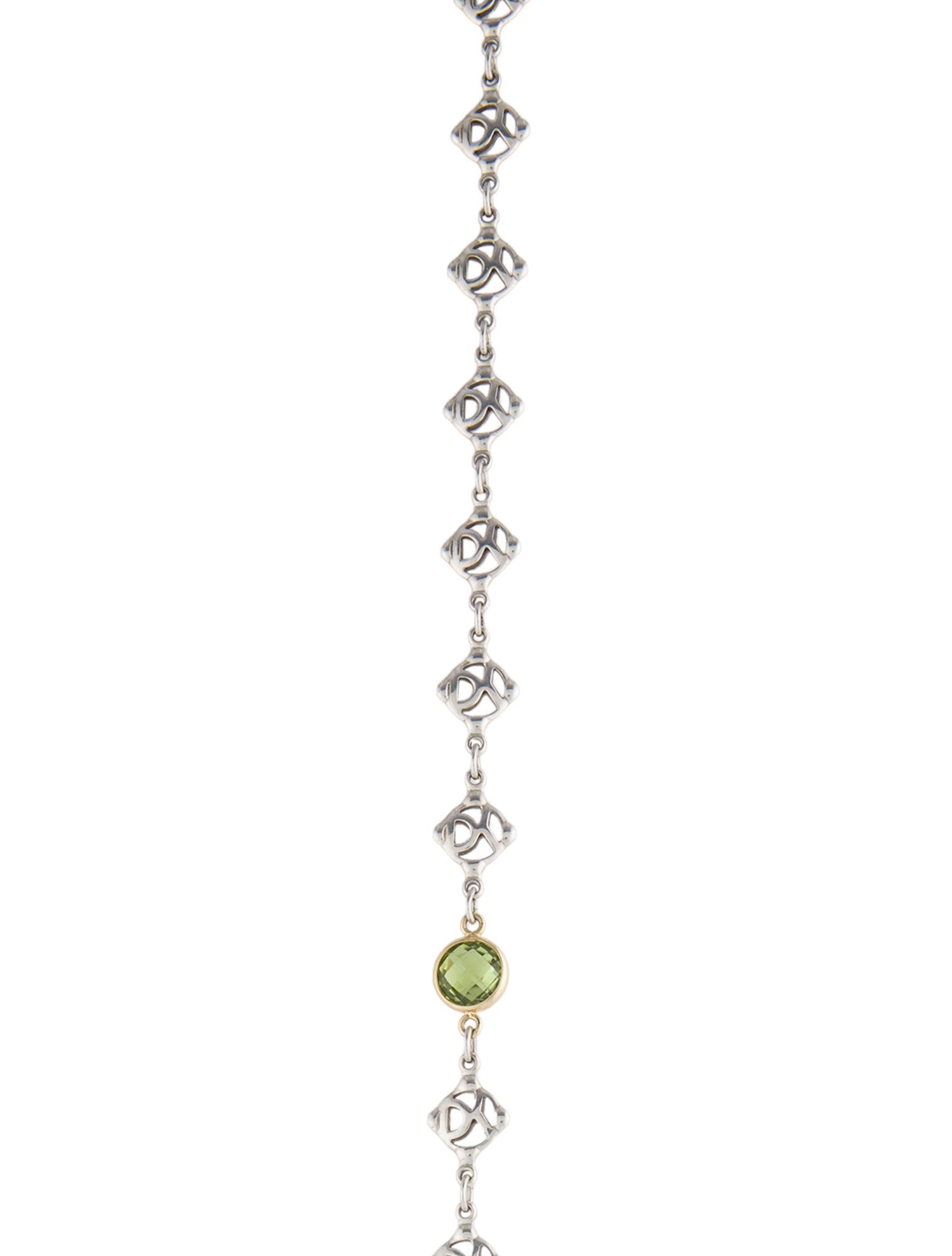 David Yurman Peridot DY-Logo Chain Link Necklace