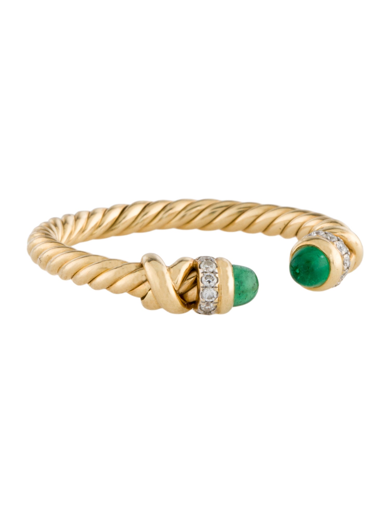 David Yurman 18K Emerald & Diamond Petite Helena Ring
