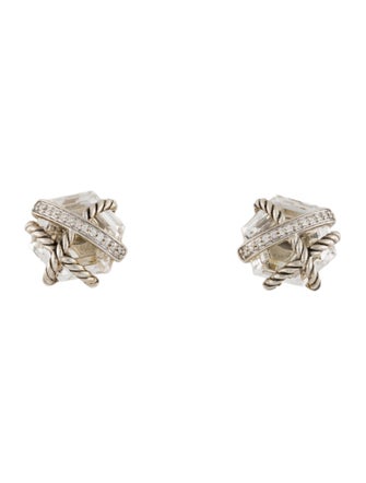 David Yurman Quartz & Diamond Cable Wrap Stud Earrings