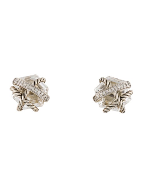 David Yurman Quartz & Diamond Cable Wrap Stud Earrings