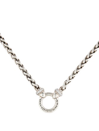 David Yurman Diamond Wheat Chain Pendant Necklcae