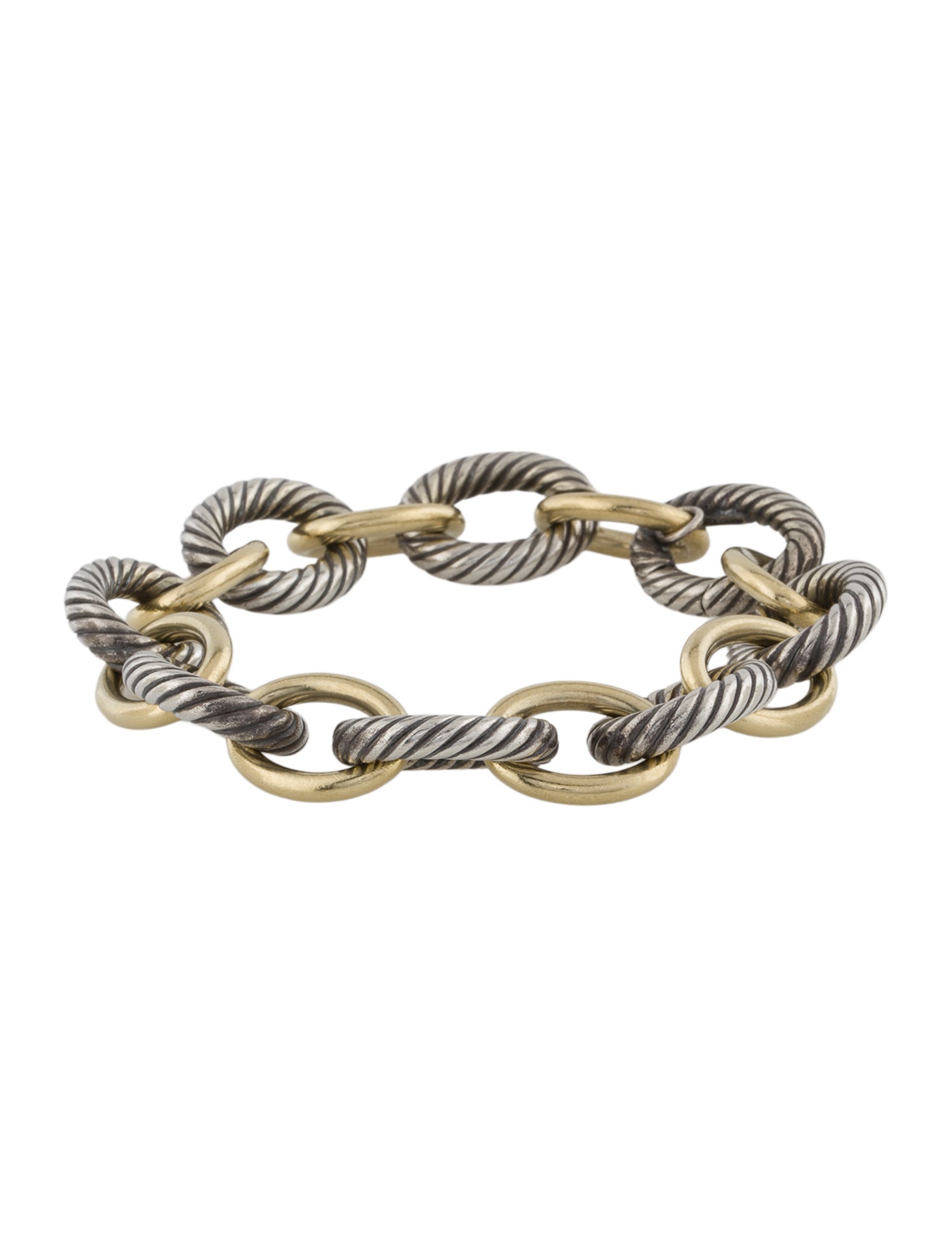 David Yurman Two-Tone Oval Link Chain Bracelet