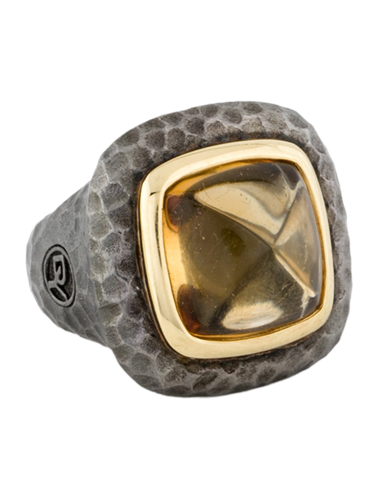 David Yurman Citrine Hammered Albion Cocktail Ring