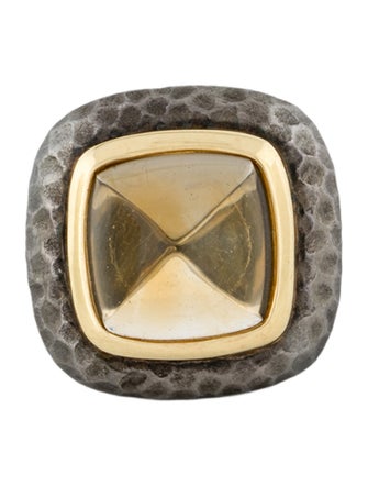 David Yurman Citrine Hammered Albion Cocktail Ring