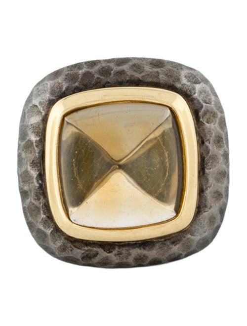 David Yurman Citrine Hammered Albion Cocktail Ring