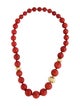 David Yurman 18K Dyed Coral Graduated Bead Necklace