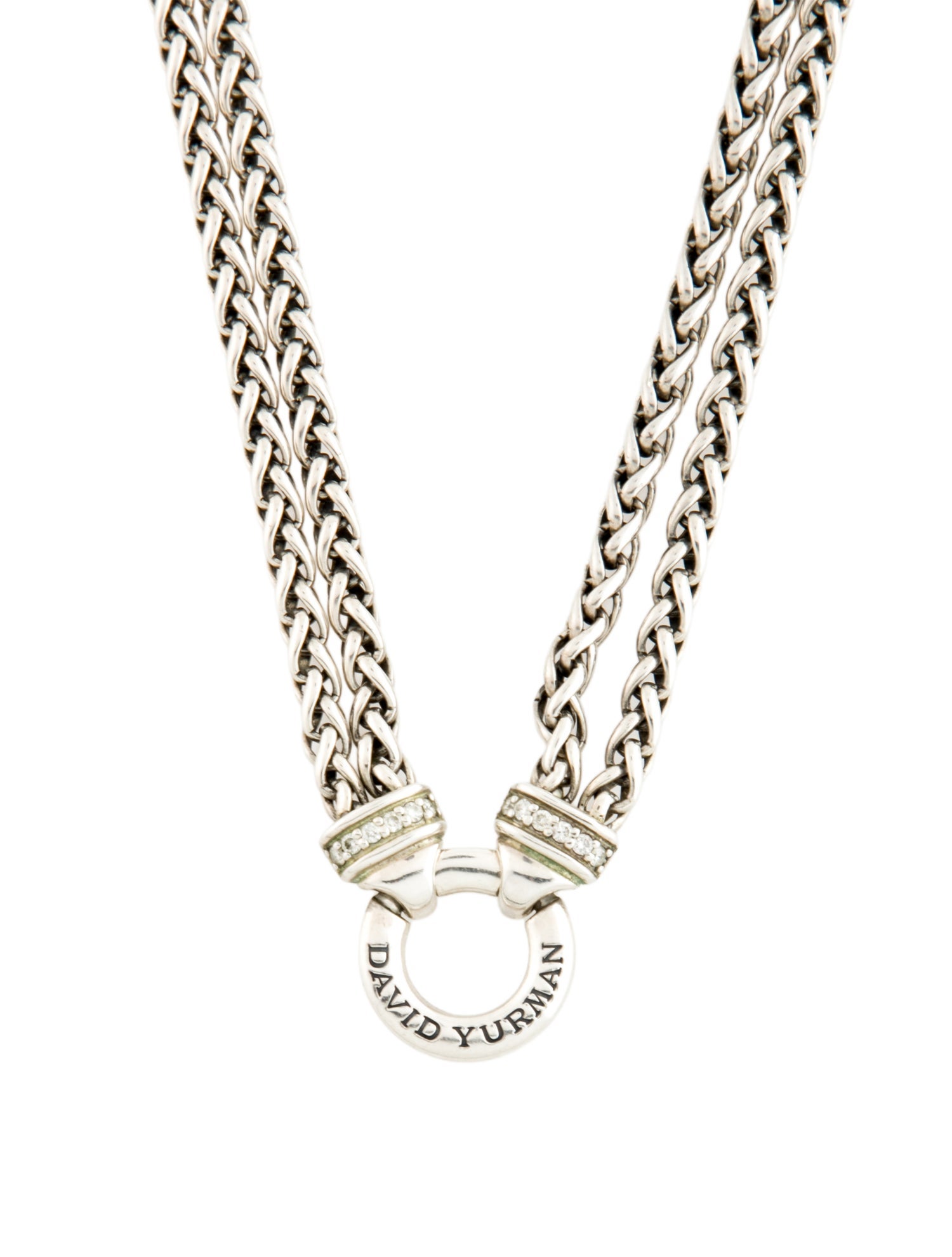 David Yurman Diamond Wheat Chain Double Strand Necklace